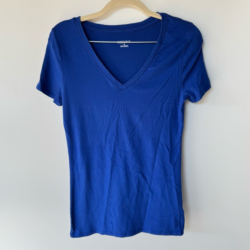 Merona Women's T Shirt Solid Blue Modal Cotton Medium